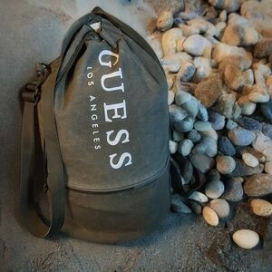 GUESS Los Angeles Army Grey Light Canvas Duffel Bag